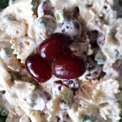 Creamy Bow Tie Pasta Salad with Prosciutto, Peas, Grapes, and Dried Cranberries Recipe