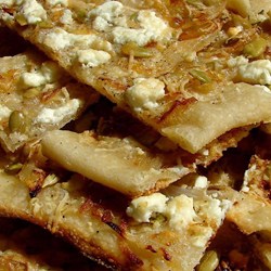Pumpkin Seed Flatbread with Sweet Onions and Feta  Recipe