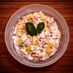 Robo's Lo-Cal Tuna, Pineapple, Cottage Cheese, and Basil Salad Recipe