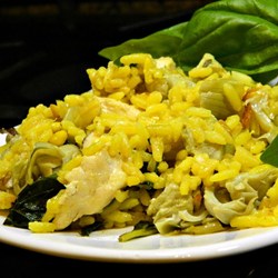 Warm Rice, Artichoke, Spinach, and Chicken Salad Recipe