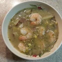 Leek and Potato Soup with Shrimp and Corn Recipe