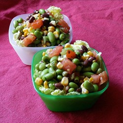 Edamame Salad with Homemade Garlic Cilantro Vinaigrette Recipe