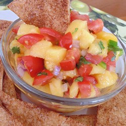Fresh and Simple Peach Salsa with Cinnamon Sugar Chips Recipe
