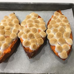 Twice-Baked Sweet Potatoes with Browned Butter and Toasted Marshmallows Recipe