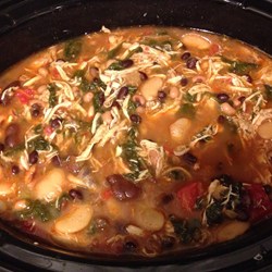Slow Cooker Chicken Chili with Greens and Beans Recipe