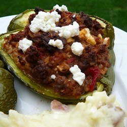 Mexican-Greek Stuffed Green Peppers Recipe