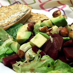 Avocado, Beet and Arugula Salad with Chevre Tartine Recipe