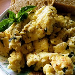 Creamy Cheesy Scrambled Eggs with Basil Recipe