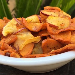 Spiralized Roasted Vanilla Sweet Potatoes and Apples Recipe