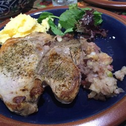 Pork Loin Chops with Cherry-Apple Stuffing Recipe