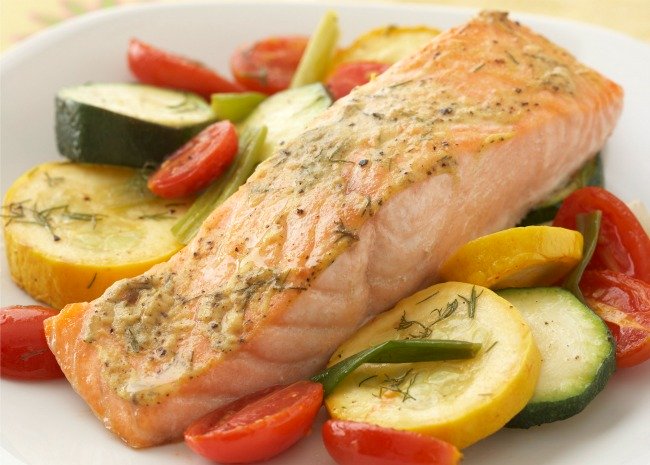 Salmon Fillet with Vegetable Medley