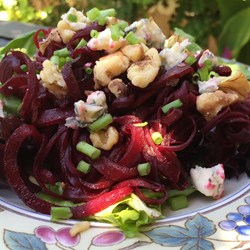 Spiralized Roasted Beet Salad with Quince Vinaigrette Recipe