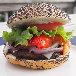 Grilled Portobello Sandwich with Roasted Red Pepper and Mozzarella Recipe