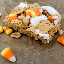 Peanutty Candy Corn Cereal Bars Recipe