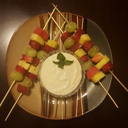 Fruit Skewers with Apple Cinnamon Dipping Sauce Recipe