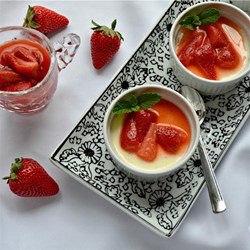 White Chocolate Panna Cotta with Stewed Strawberries Recipe