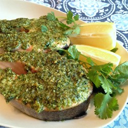 Cilantro and Walnut Crusted Salmon Recipe