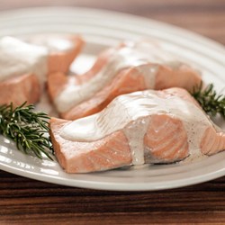 Rosemary Poached Salmon with Spiced Cream Sauce Recipe