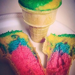 Rainbow Cupcake Cones Recipe