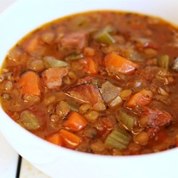 Slow Cooker Lentil and Ham Soup Recipe