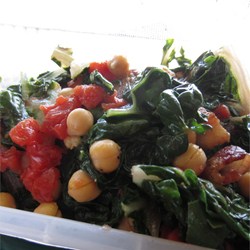 Swiss Chard with Garbanzo Beans and Fresh Tomatoes Recipe
