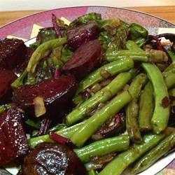 Beet Greens and Green Beans with Tomato and Onion Recipe